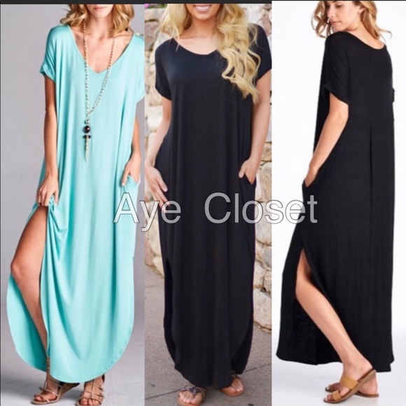Dresses & Skirts - Oversized Loose Fit Maxi Double Slit Pockets Comfy